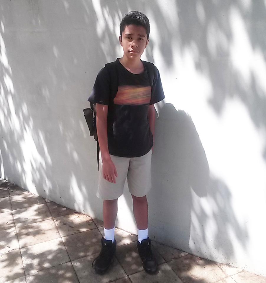 He rode his bicycle to school.